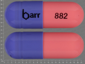 Purple;pink Capsule pill with imprint barr;882 — Hydroxyurea Hydroxyurea 500 mg; (view 2)