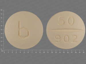 White Round pill with imprint b;50;902 — Naltrexone hydrochloride Naltrexone hydrochloride 50 mg; (view 2)