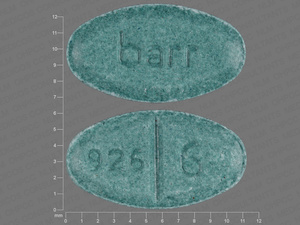 Turquoise Oval pill with imprint 926;6;barr — Warfarin sodium Warfarin sodium 6 mg; (view 3)