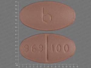 Brown Oval pill with imprint b;969;100 — Fluvoxamine maleate Fluvoxamine maleate 100 mg (view 2)