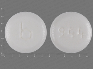 White Round pill with imprint b;944 — {21 (ethinyl estradiol/norethindrone/7 (inert ingredients 0.035 mg/0.5 mg/1 mg (view 2)