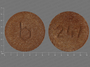 Brown Round pill with imprint b;247 — {21 (ethinyl estradiol/norethindrone acetate/7 (ferrous fumarate 0.02 mg/1 mg/75 mg (view 4)