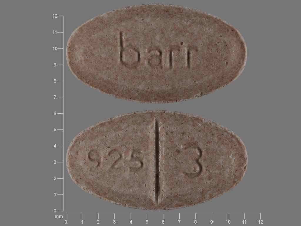 Brown Oval pill with imprint 925;3;barr — Warfarin sodium 3 mg (view 2)