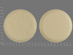 Yellow Round pill with imprint WATSON;409 — Lisinopril Lisinopril 40 mg; (view 2)