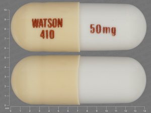 White Capsule pill with imprint WATSON;410;50;mg — Doxycycline monohydrate Doxycycline 50 mg; (view 2)