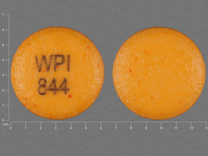 Orange Round pill with imprint WPI;844 — Glipizide Glipizide 5 mg; (view 4)