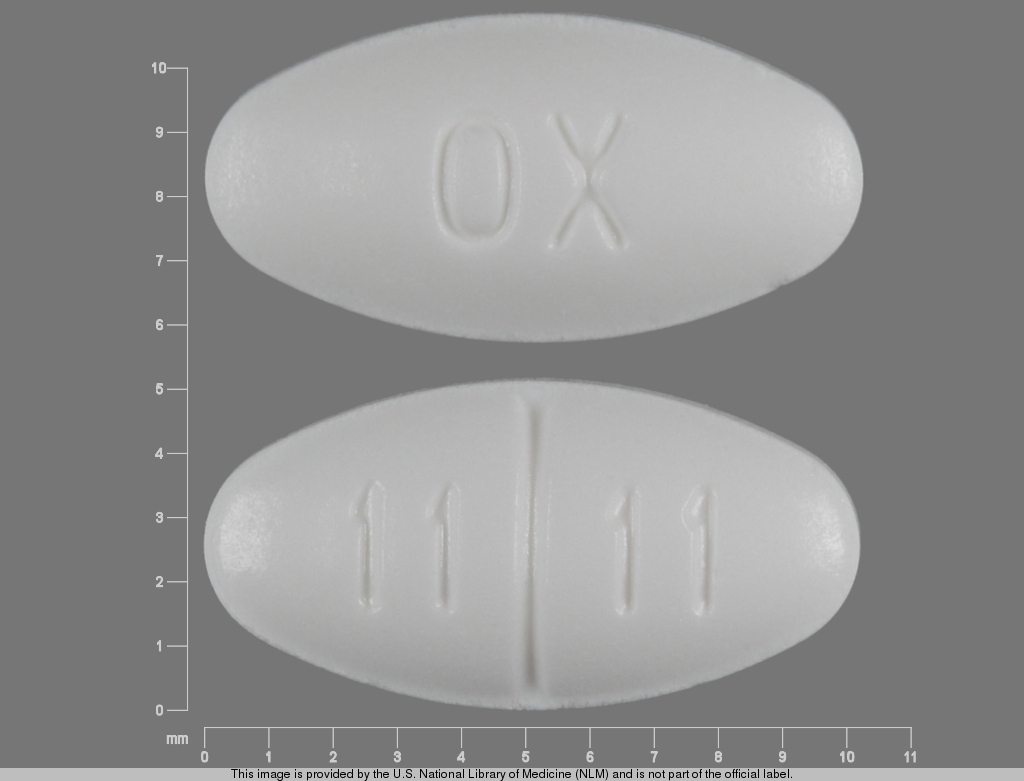 White Oval pill with imprint OX;11;11 — Oxandrolone 2.5 mg (view 2)