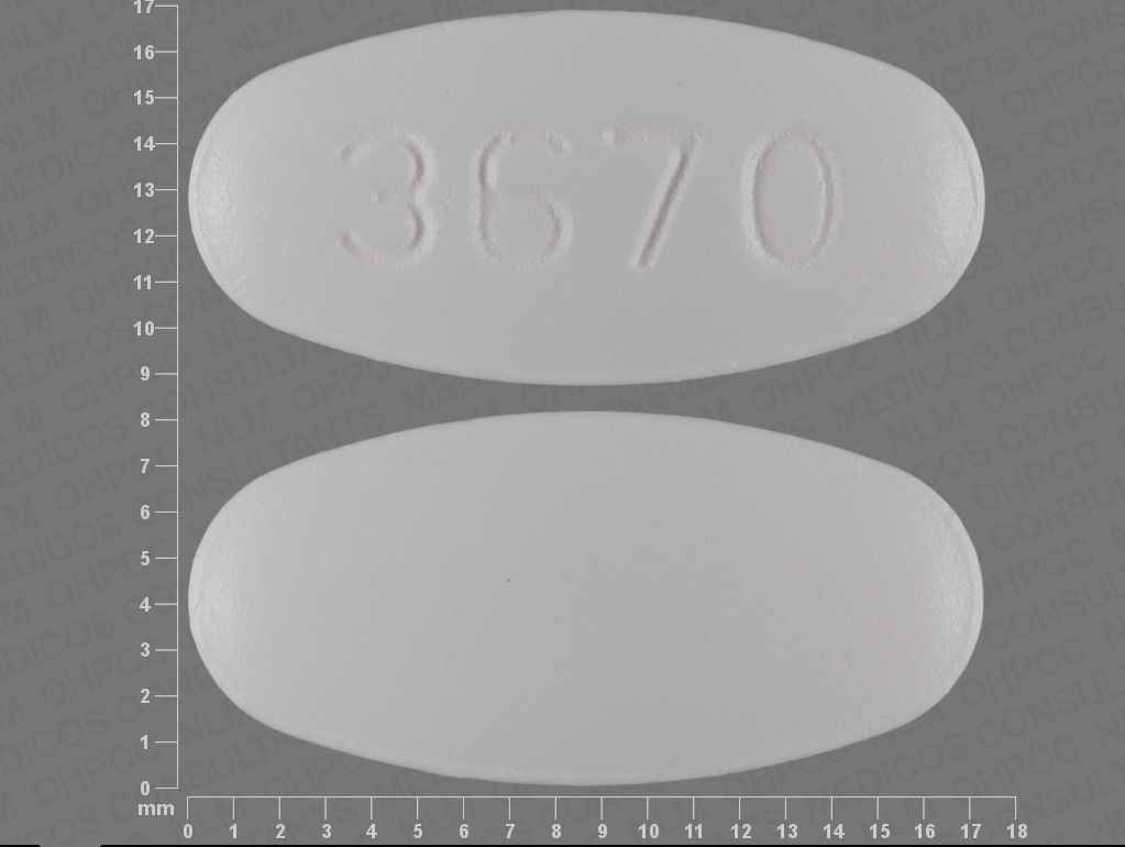 White Oval pill with imprint 3670 — Nabumetone 500 mg (view 2)