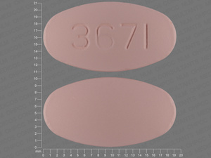 Pink Oval pill with imprint 3671 — Nabumetone Nabumetone 750 mg; (view 2)