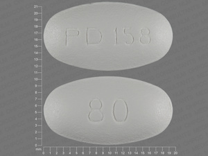 White Oval pill with imprint PD;158;80 — Atorvastatin 80 mg (view 2)