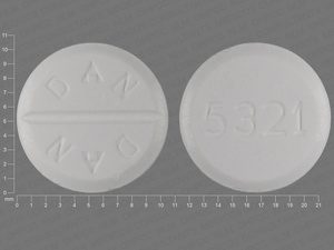 White Round pill with imprint DAN;DAN;5321 — Primidone Primidone 250 mg; (view 2)