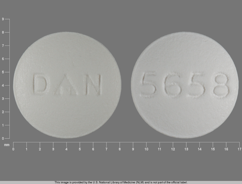 White Round pill with imprint DAN;5658 — Cyclobenzaprine hydrochloride Cyclobenzaprine hydrochloride 10 mg; (view 3)