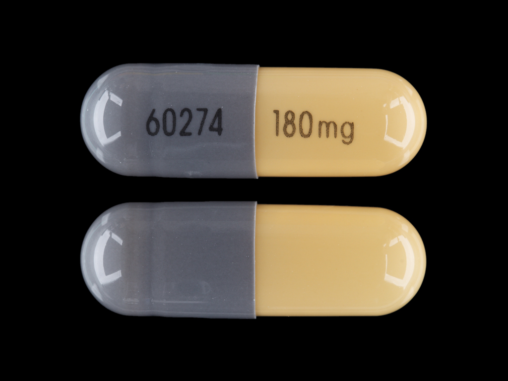 Gray, yellow Capsule pill with imprint 60274;180;mg — Verapamil hydrochloride 180 mg (view 2)