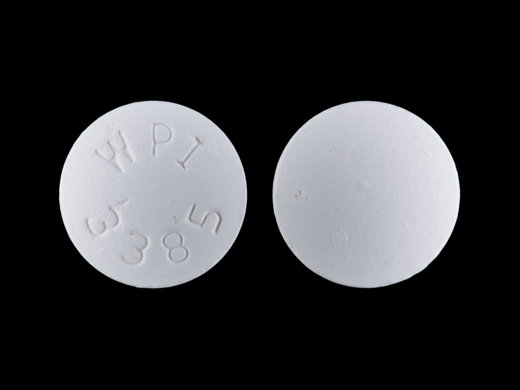 White Round pill with imprint WPI;3385 — Bupropion hydrochloride Bupropion hydrochloride 200 mg; (view 2)