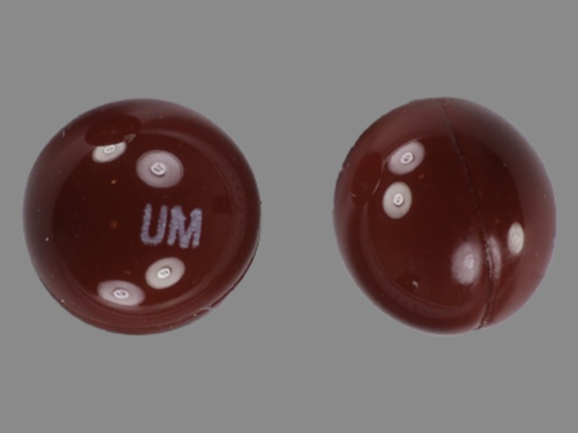 Orange Round pill with imprint UM — Dronabinol Dronabinol 10 mg; (view 2)