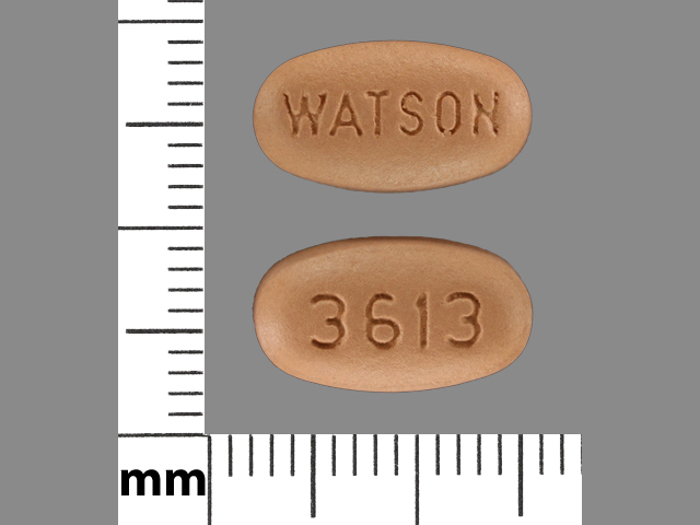Brown Oval pill with imprint WATSON;3613 — Ropinirole hydrochloride Ropinirole hydrochloride 4 mg; (view 2)