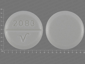 White Round pill with imprint 2083;V — Allopurinol Allopurinol 100 mg; (view 3)
