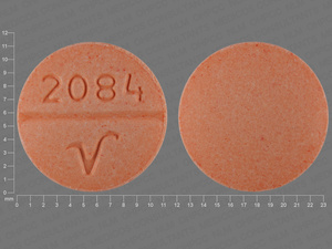 Orange Round pill with imprint 2084;V — Allopurinol Allopurinol 300 mg; (view 2)