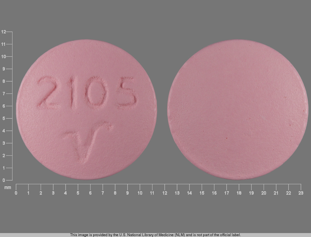 Red Round pill with imprint 2105;V — Amitriptyline hydrochloride 100 mg (view 2)