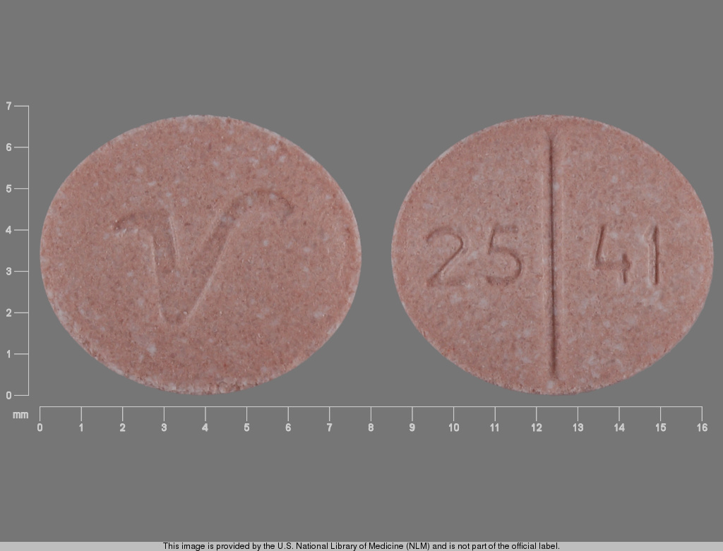 Brown Oval pill with imprint 25;41;V — Clonidine hydrochloride 0.1 mg (view 2)