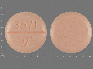 Orange Round pill with imprint 3571;V — Hydrochlorothiazide Hydrochlorothiazide 25 mg; (view 3)