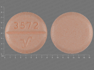 Orange Round pill with imprint 3572;V — Hydrochlorothiazide Hydrochlorothiazide 50 mg; (view 3)