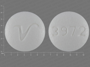 White Round pill with imprint 3972;V — Lisinopril Lisinopril 10 mg; (view 2)