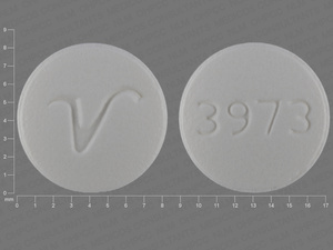 White Round pill with imprint 3973;V — Lisinopril Lisinopril 20 mg; (view 2)