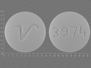 White Round pill with imprint 3974;V — Lisinopril Lisinopril 30 mg; (view 2)