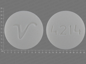 White Round pill with imprint 4214;V — Lisinopril Lisinopril 40 mg; (view 3)