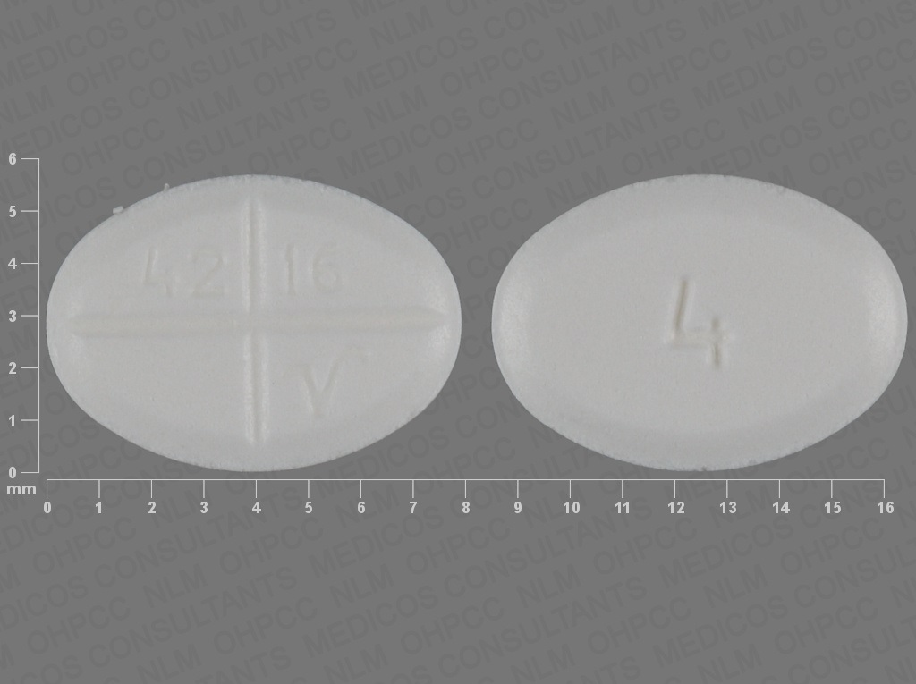White Oval pill with imprint 42;16;V;4 — Methylprednisolone Methylprednisolone 4 mg; (view 2)