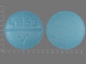 Blue Round pill with imprint 4853;V — Oxybutynin chloride Oxybutynin chloride 5 mg; (view 4)