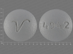 Gray Round pill with imprint 4942;V — Perphenazine Perphenazine 8 mg; (view 4)