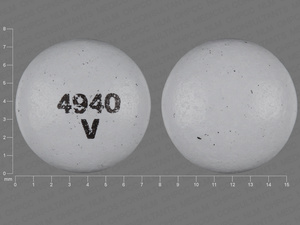 Gray Round pill with imprint 4940;V — Perphenazine Perphenazine 2 mg; (view 6)