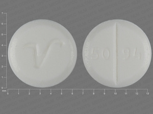 White Round pill with imprint 50;94;V — Prednisone Prednisone 5 mg; (view 2)