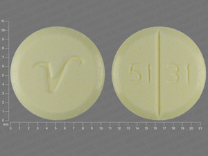 Yellow Round pill with imprint 5131;V — Primidone Primidone 250 mg; (view 2)
