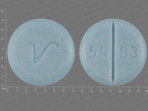 Blue Round pill with imprint 54;83;V — Propranolol hydrochloride Propranolol hydrochloride 20 mg; (view 3)