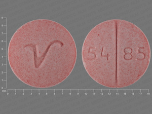 Pink Round pill with imprint 54;85;V — Propranolol hydrochloride Propranolol hydrochloride 60 mg; (view 2)