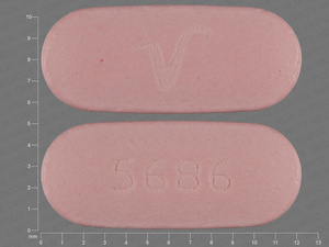 Pink Oval pill with imprint 5686;V — Risperidone Risperidone 2 mg; (view 2)