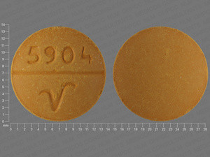 Yellow Round pill with imprint 5904;V — Sulfasalazine Sulfasalazine 500 mg; (view 2)