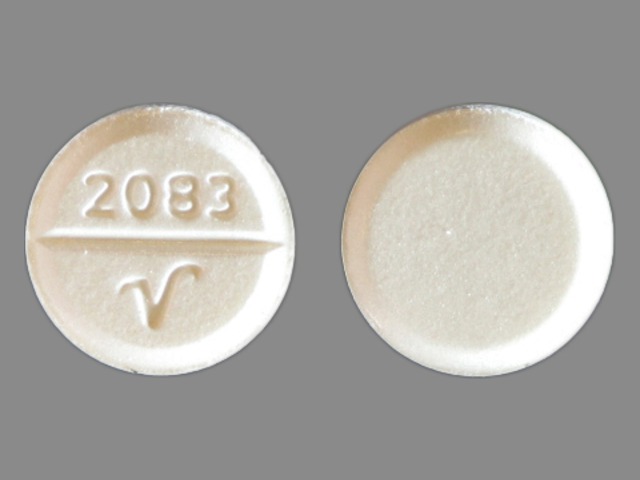 White Round pill with imprint 2083;V — Allopurinol Allopurinol 100 mg; (view 2)