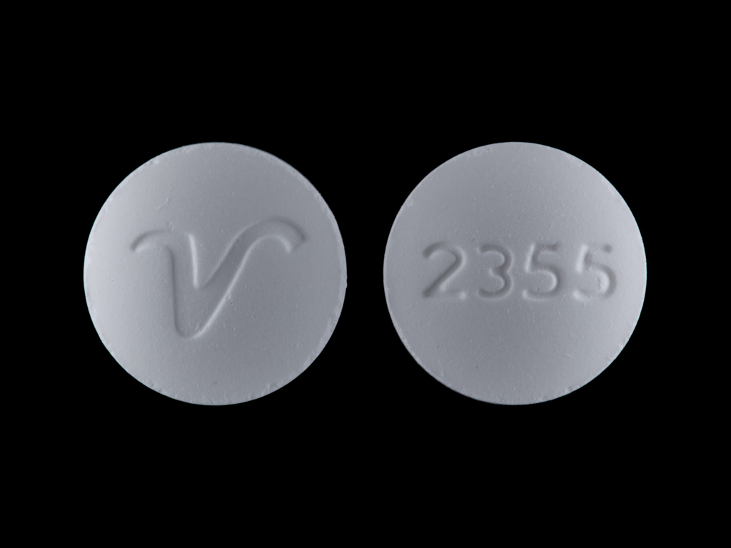 White Round pill with imprint 2355;V — Butalbital, acetaminophen and caffeine Butalbital 50 mg;acetaminophen 325 mg;caffeine 40 mg; (view 3)