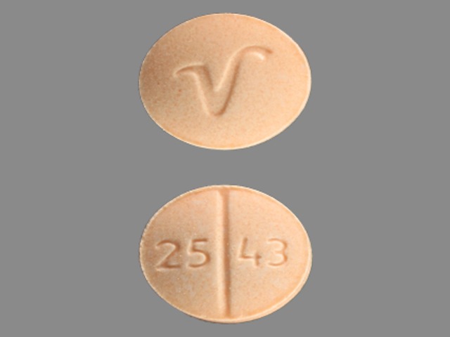 Pink Oval pill with imprint 25;43;V — Clonidine hydrochloride 0.3 mg (view 2)