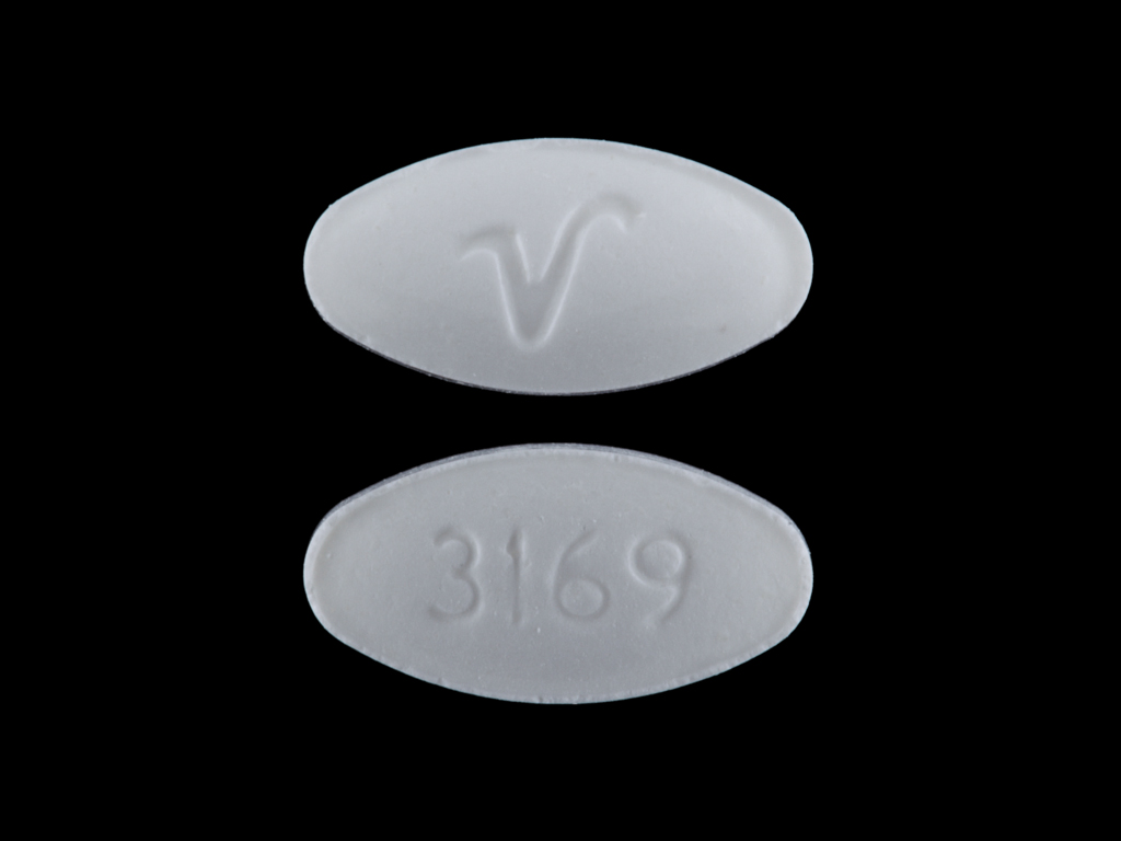 White Oval pill with imprint 3169;V — Furosemide Furosemide 20 mg; (view 3)