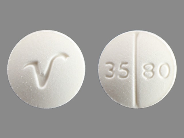 White Round pill with imprint 3580;V — Hydrocortisone Hydrocortisone 20 mg; (view 2)