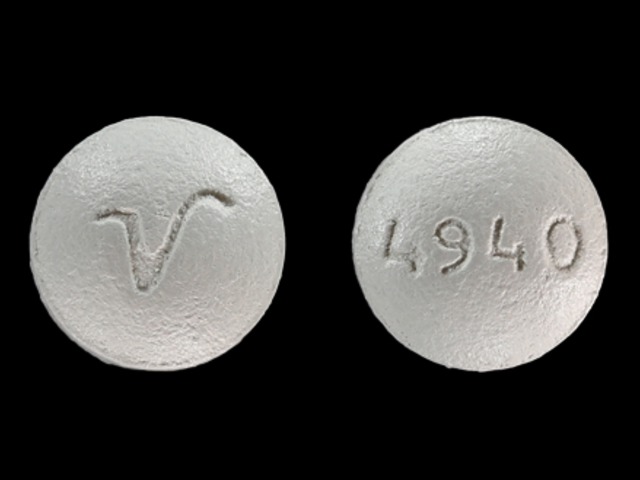 Gray Round pill with imprint 4940;V — Perphenazine Perphenazine 2 mg; (view 3)