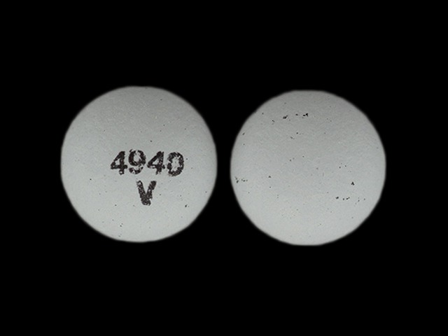 Gray Round pill with imprint 4940;V — Perphenazine Perphenazine 2 mg; (view 2)