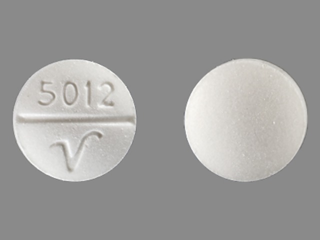 White Round pill with imprint 5012;V — Phenobarbital Phenobarbital 32.4 mg; (view 2)