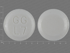 White Round pill with imprint GG;L7 — Atenolol 25 mg (view 3)