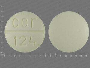 Yellow Round pill with imprint cor;124 — Glyburide Glyburide 2.5 mg; (view 2)